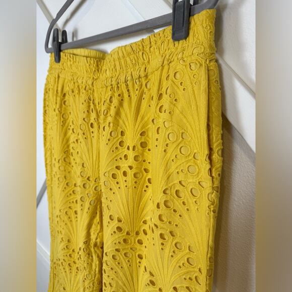 NWT Andie Swim The Suasi Crop Pant Eyelet Detail Pineapple Yellow Size Large - Picture 3 of 10